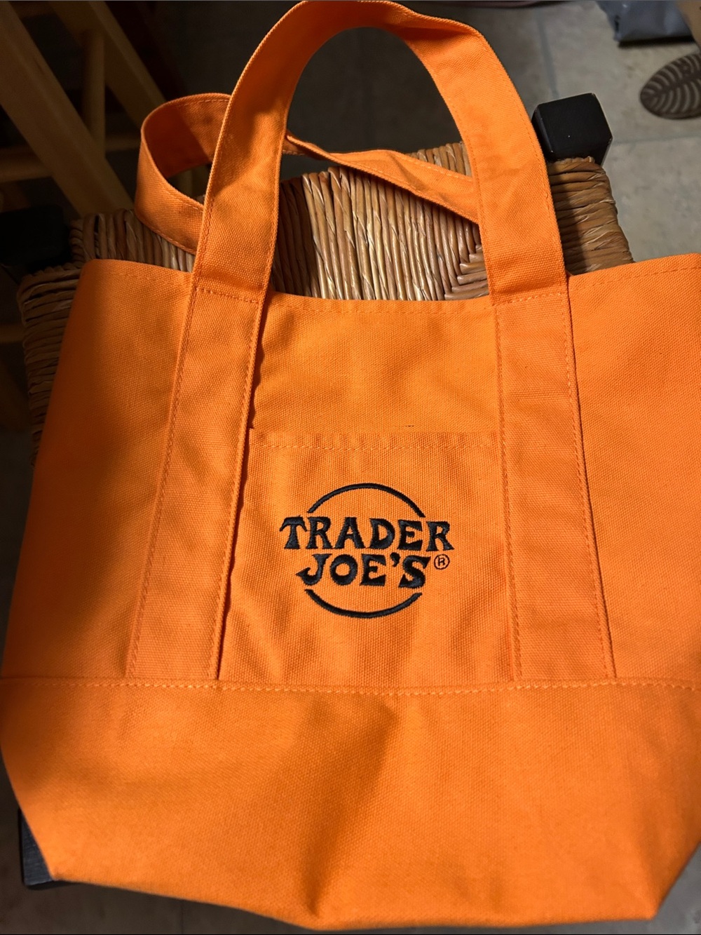 Trader Joe's mini  Orange Canvas Tote